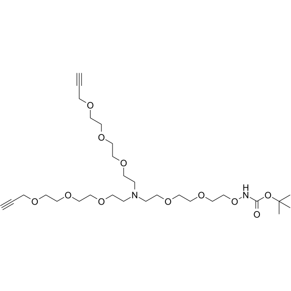 N-(t-Boc-Aminooxy-PEG2)-N-bis(PEG3-propargyl) Chemical Structure