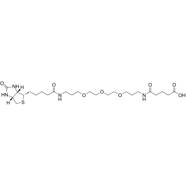 Biotinyl-NH-PEG3-C3-amido-C3-COOH Chemische Struktur