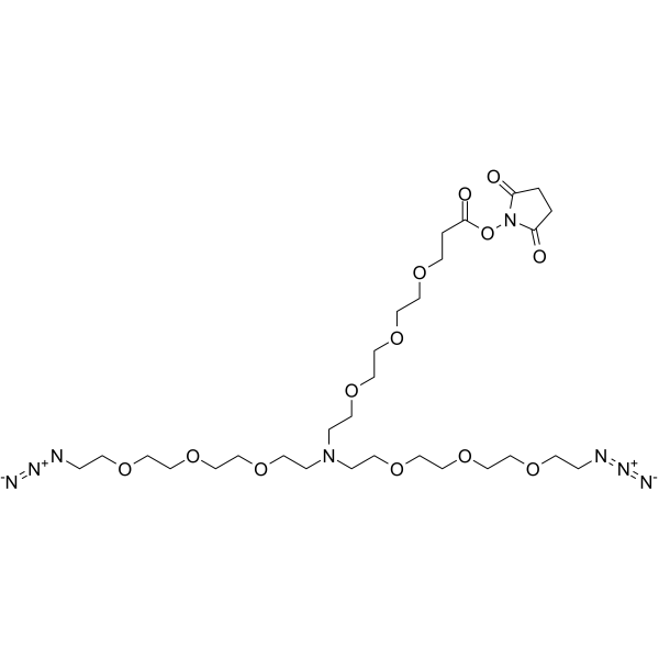 N-(NHS-PEG3)-N-bis(PEG3-azide) Chemische Struktur