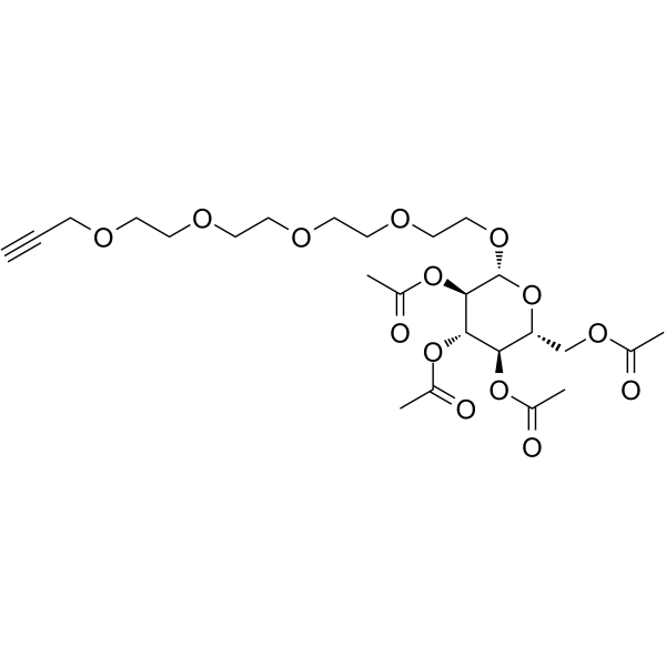 Propargyl-PEG4-tetra-Ac-beta-D-glucose التركيب الكيميائي