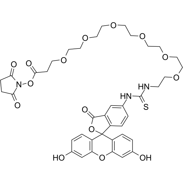 Fluorescein-PEG6-NHS ester 化学構造