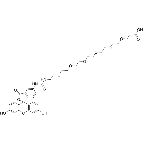 Fluorescein-thiourea-PEG6-acid Chemische Struktur