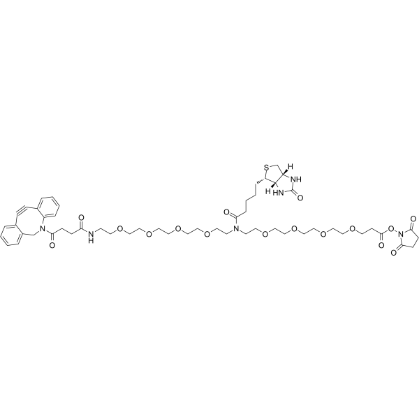 N-(DBCO-PEG4)-N-Biotin-PEG4-NHS التركيب الكيميائي