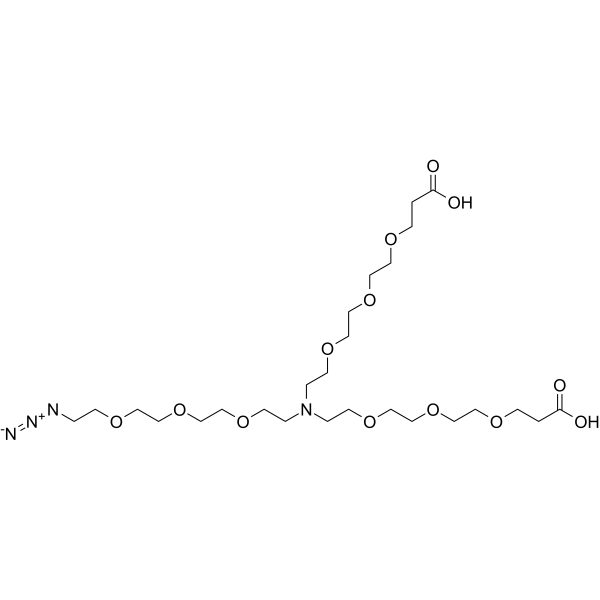 N-(Azido-PEG3)-N-bis(PEG3-acid) 化学構造