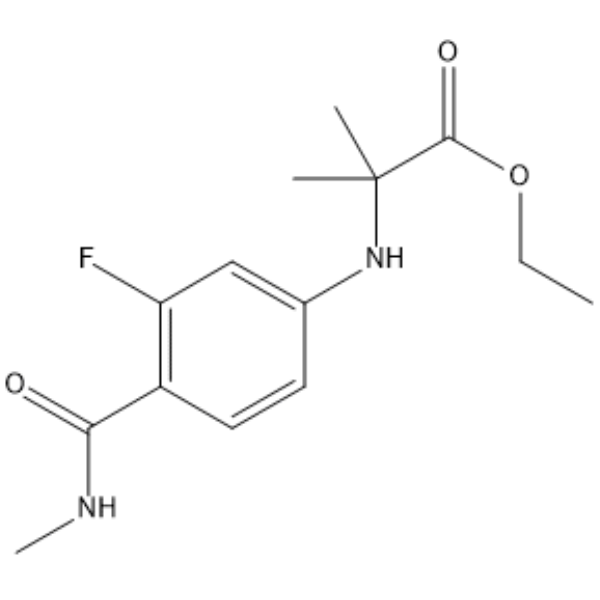 Ethyl 2-((3-fluoro-4-(methylcarbamoyl)phenyl)amino)-2-methylpropanoate 化学構造