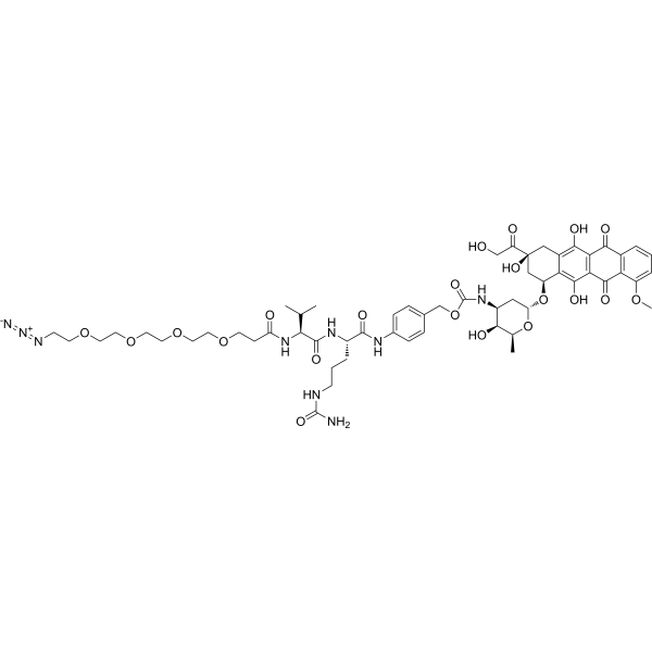 Azide-PEG4-VC-PAB-Doxorubicin  Chemical Structure