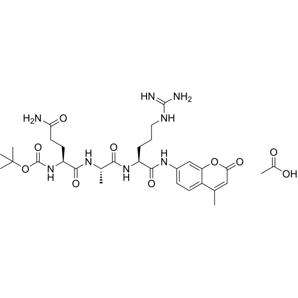 Boc-Gln-Ala-Arg-AMC acetate Chemische Struktur