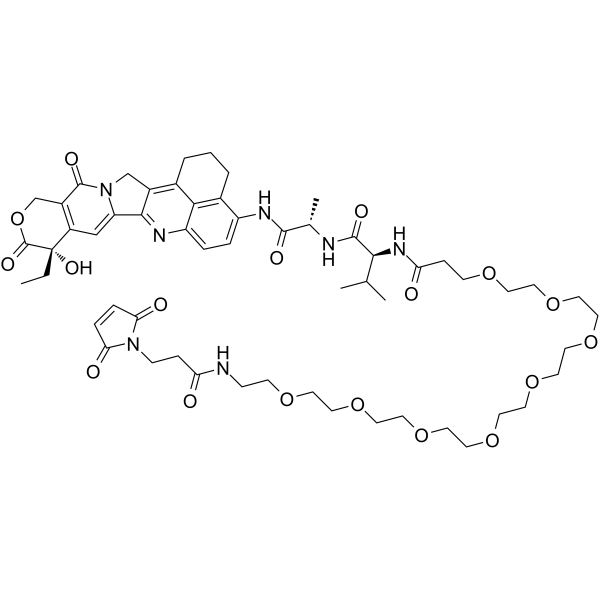 Mal-PEG8-amide-Val-Ala-(4-NH2)-Exatecan Chemical Structure