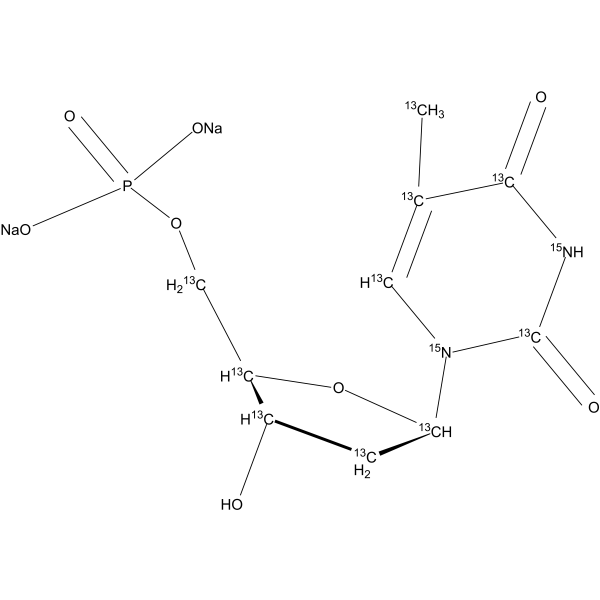 Thymidine-5'-monophosphate-13C10,15N2 disodium 化学構造