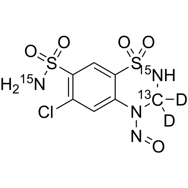 4-Nitroso hydrochlorothiazide-13C,15N2,d2 Chemical Structure