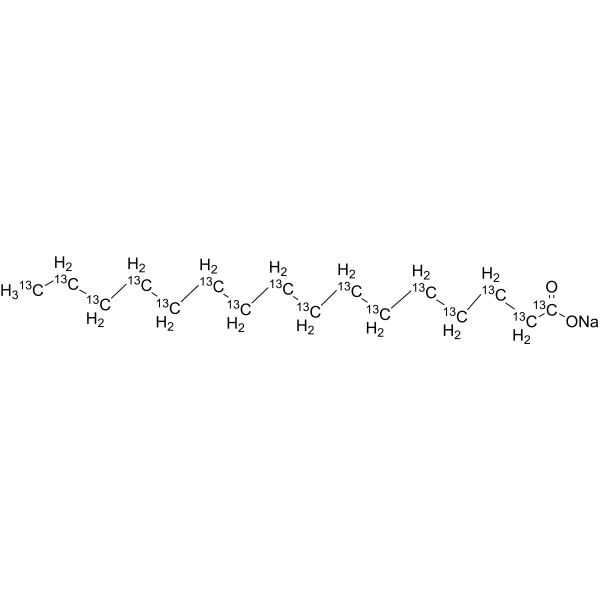 Palmitic acid-13C16 sodium Chemical Structure