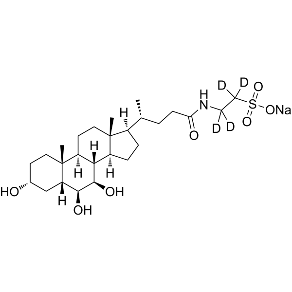 Tauro-β-muricholic acid-d4-1 sodium 化学構造