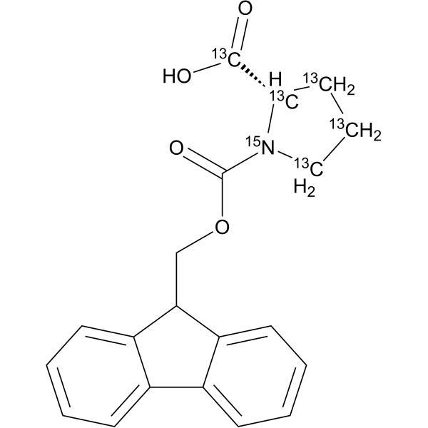 Fmoc-Pro-OH-13C5,15N 化学構造