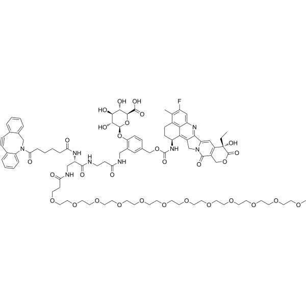 DBCO-β-Glu-PEG12-Exatecan  Chemical Structure