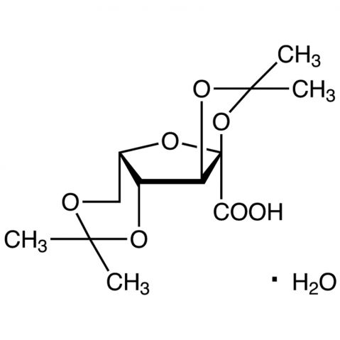 (-)-2,3:4,6-Di-O-isopropylidene-2-keto-L-gulonic acid monohydrate 化学構造