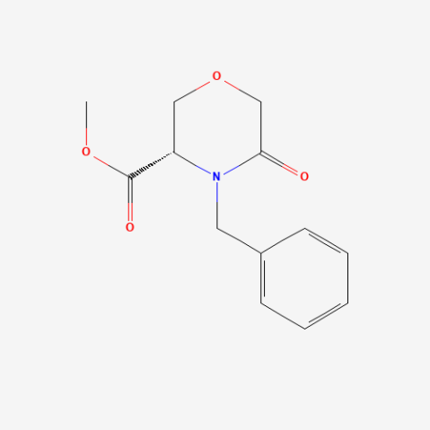 Methyl (S)-4-Benzyl-5-oxomorpholine-3-carboxylate Chemische Struktur