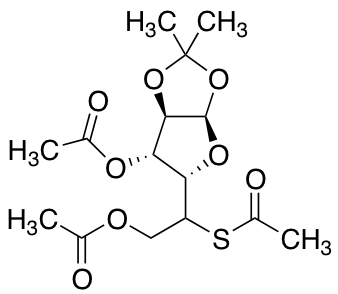 3,6-Di-O-acetyl-5-S-acetyl-5-deoxy-1,2-O-isopropylidene-α-D-glucofuranose Chemische Struktur