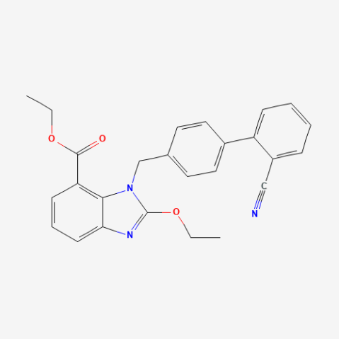 Ethyl-2-ethoxy-1-[[(2'-cyanobiphenyl-4-yl) methyl] benzimidazole]-7-carboxylate Chemical Structure