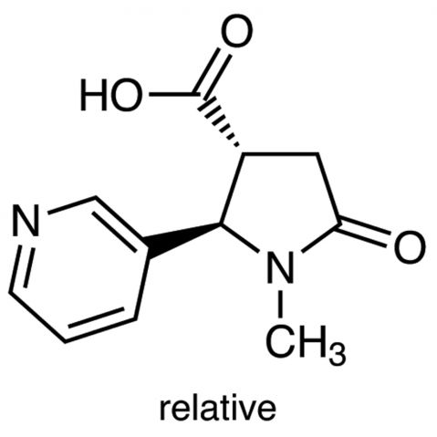 trans-1-Methyl-4-carboxy-5-(3-pyridyl)-2-pyrrolidinone 化学構造