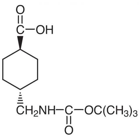 trans-4-(tert-Butoxycarbonylaminomethyl)cyclohexanecarboxylic Acid 化学構造