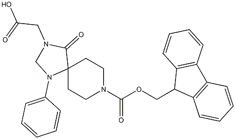 Fmoc-3-carboxymethyl-1-phenyl-1，3，8-triazaspiro[4.5]decan-4-one Chemische Struktur