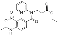 Ethyl 3-(4-(ethylamino)-3-nitro-N-(pyridin-2-yl)benzamido)propanoate 化学構造