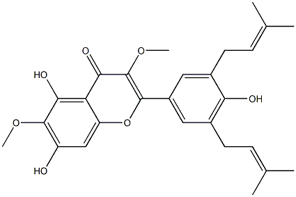 5，7，4'-Trihydroxy-3，6-dimethoxy-3'，5'-diprenylflavone Chemical Structure