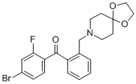 4-bromo-2'-[8-(1，4-dioxa-8-azaspiro[4.5]decyl)methyl]-2-fluorobenzophenone 化学構造