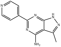 3-Methyl-6-(pyridin-4-yl)-1H-pyrazolo[3，4-d]pyrimidin-4-amine 化学構造