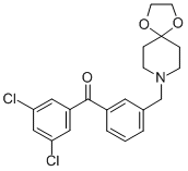 3，5-dichloro-3'-[8-(1，4-dioxa-8-azaspiro[4.5]decyl)methyl]benzophenone Chemische Struktur