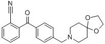 2-cyano-4'-[8-(1，4-dioxa-8-azaspiro[4.5]decyl)methyl]benzophenone Chemische Struktur