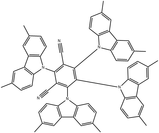 2，4，5，6-Tetra(3，6-dimethylcarbazol-9-yl)-1，3-dicyanobenzene 化学構造