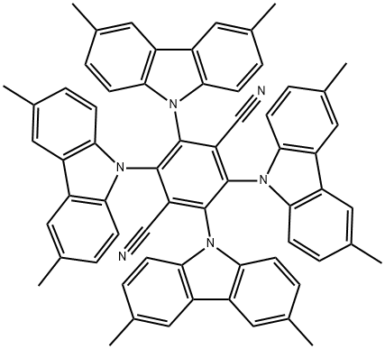 2，3，5，6-Tetrakis(3，6-dimethyl-9H-carbazol-9-yl)-1，4-benzenedicarbonitrile التركيب الكيميائي