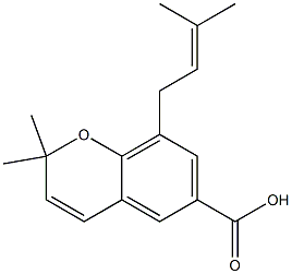 2，2-Dimethyl-8-prenylchromene-6-carboxylic acid 化学構造