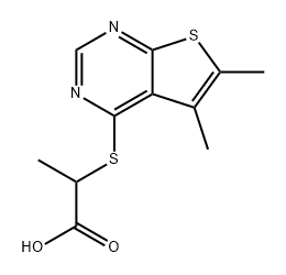 2-((5，6-Dimethylthieno[2，3-d]pyrimidin-4-yl)thio)propanoic acid Chemische Struktur