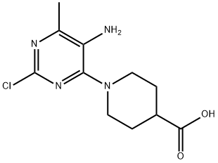 1-(5-amino-2-chloro-6-methylpyrimidin-4-yl)piperidine-4-carboxylic acid 化学構造