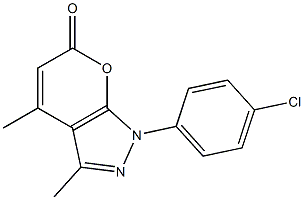 1-(4-Chlorophenyl)-3，4-dimethylpyrano[2，3-c]pyrazol-6(1H)-one Chemische Struktur