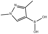 (1，3-Dimethyl-1H-pyrazol-4-yl)boronic acid 化学構造